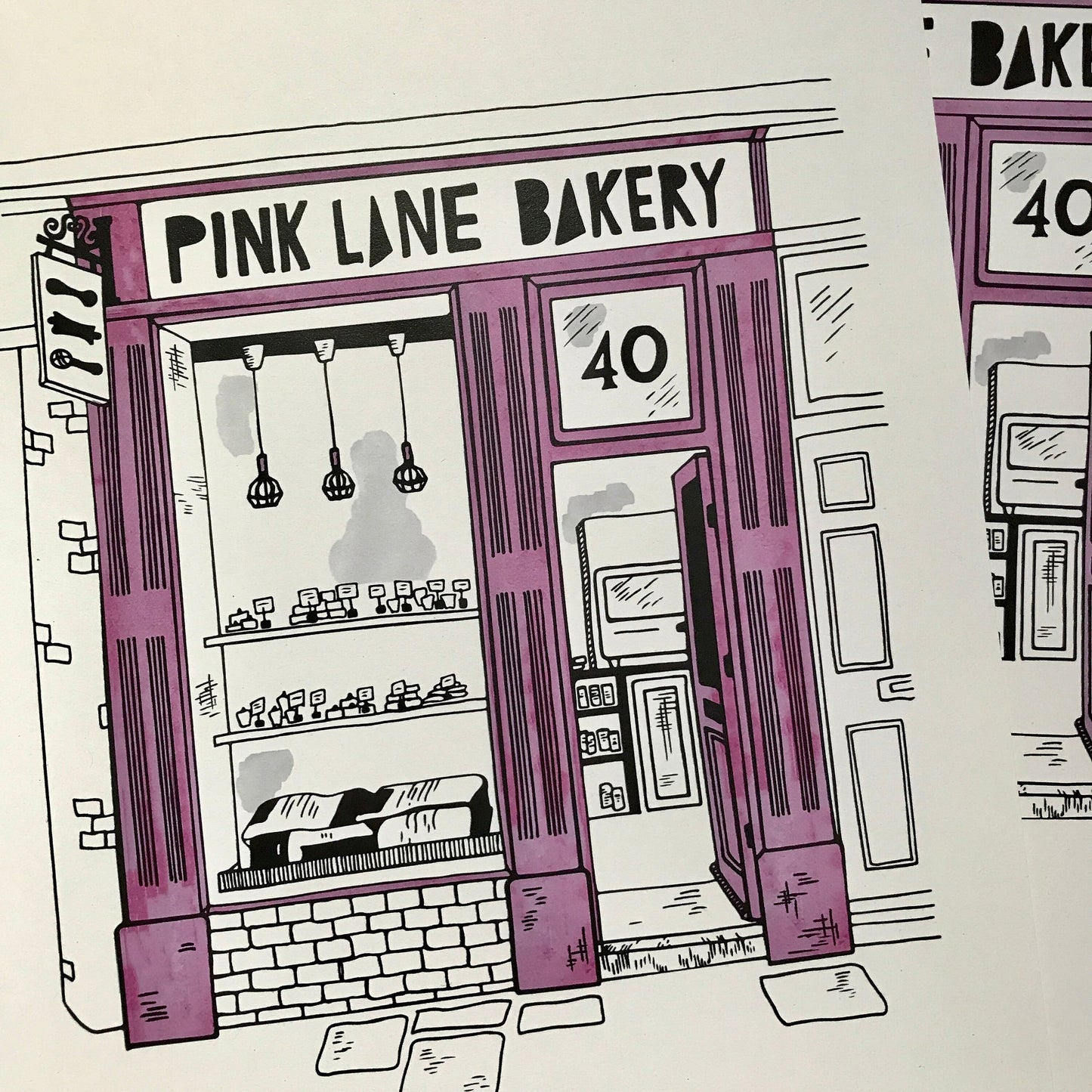Pink Lane Bakery, Newcastle Upon Tyne Art Print