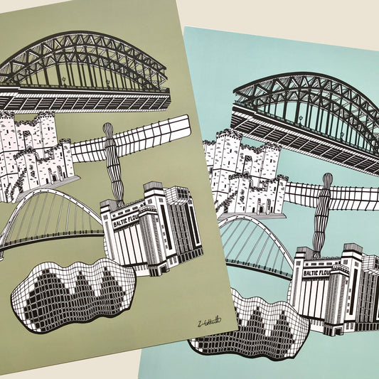 Newcastle Upon Tyne Landmarks Art Print