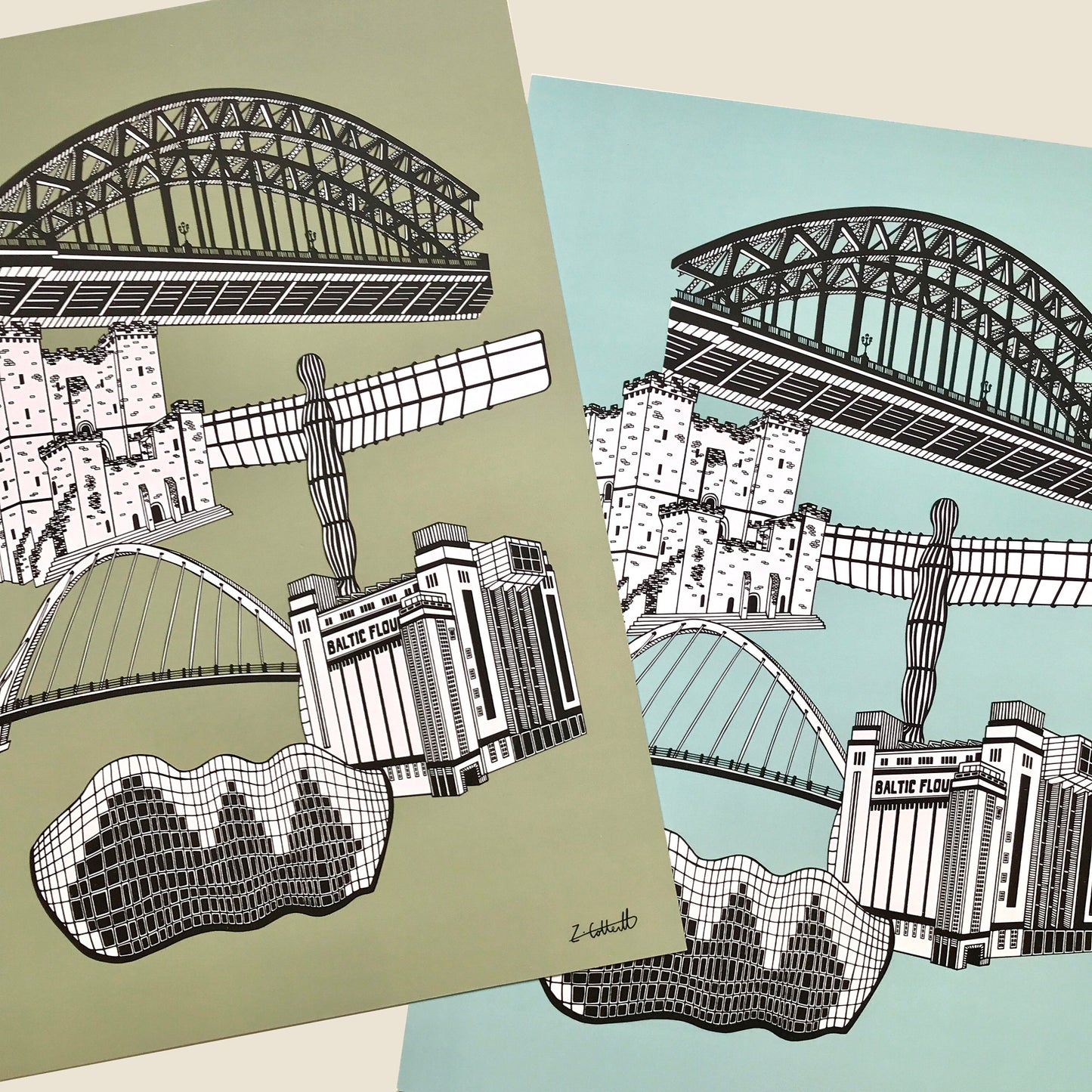 Newcastle Upon Tyne Landmarks Art Print