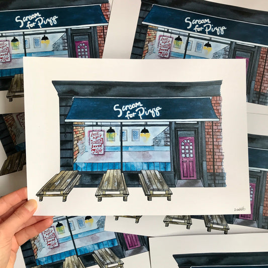 Scream For Pizza, Sandyford, Newcastle Upon Tyne Art Print