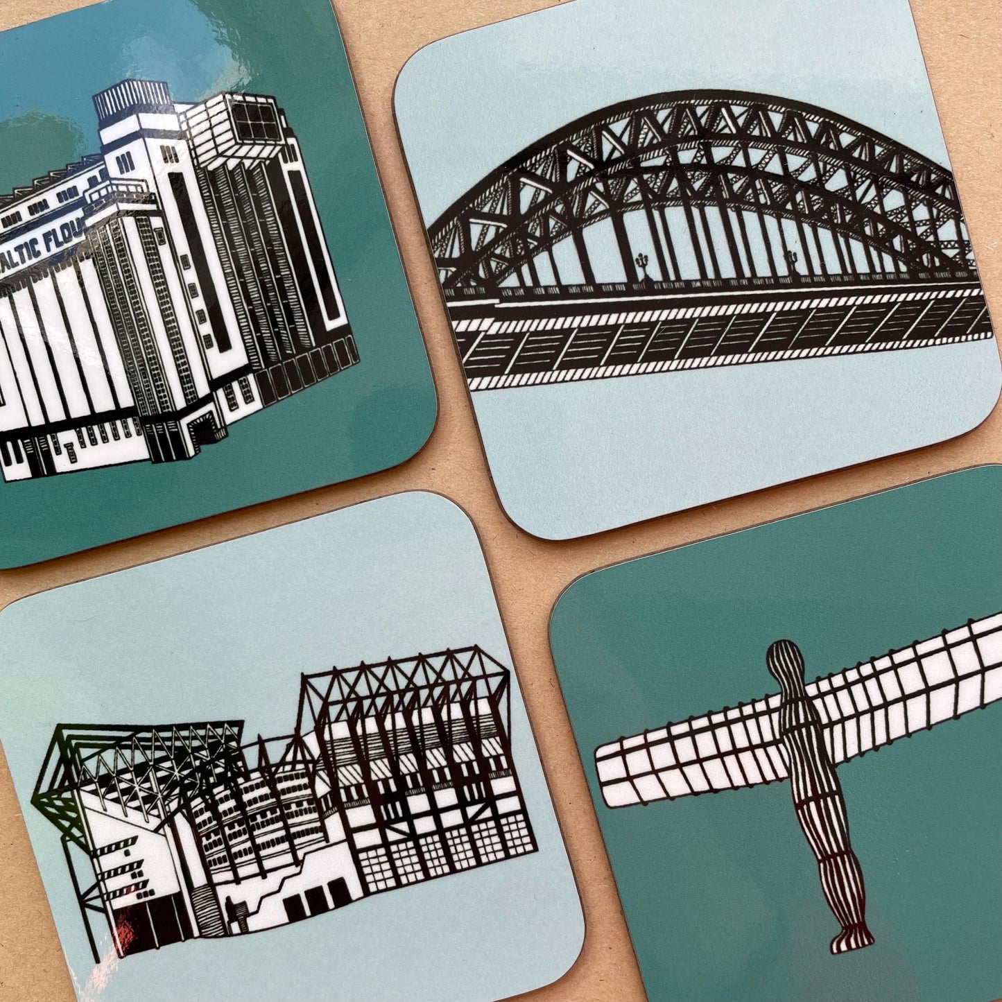 Set of 4 Newcastle Upon Tyne Landmarks Coasters