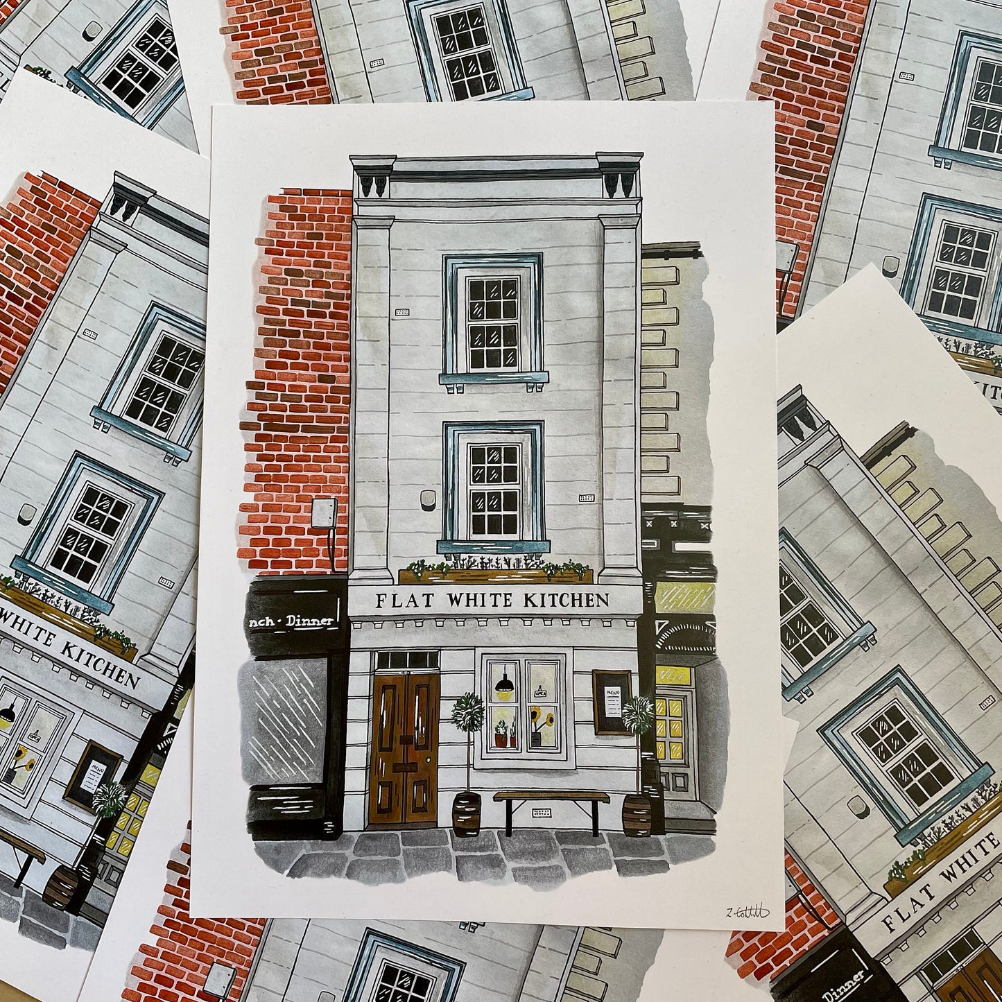Flat White Kitchen, Durham Art Print