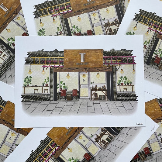 Collage of architectural drawings of The magic hat cafe Newcastle