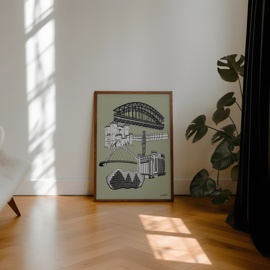 Newcastle Upon Tyne Landmarks Art Print