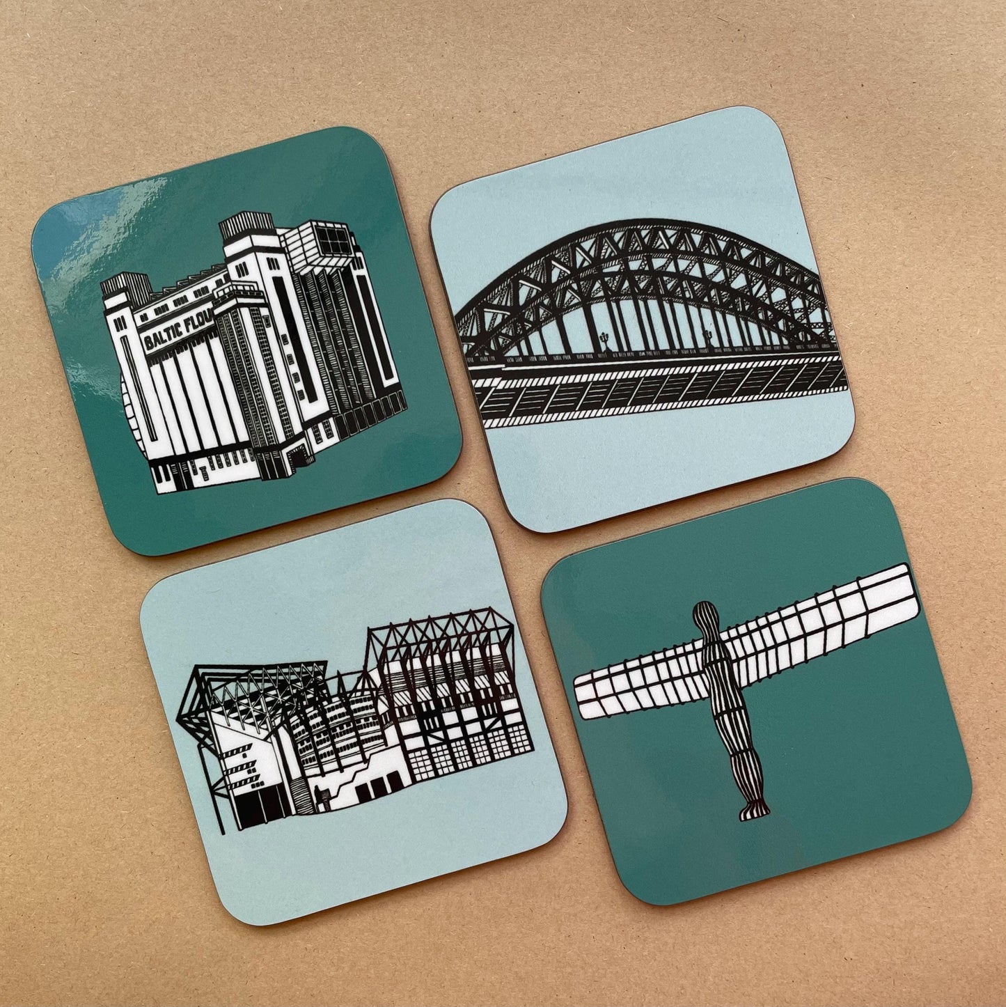 Set of 4 Newcastle Upon Tyne Landmarks Coasters