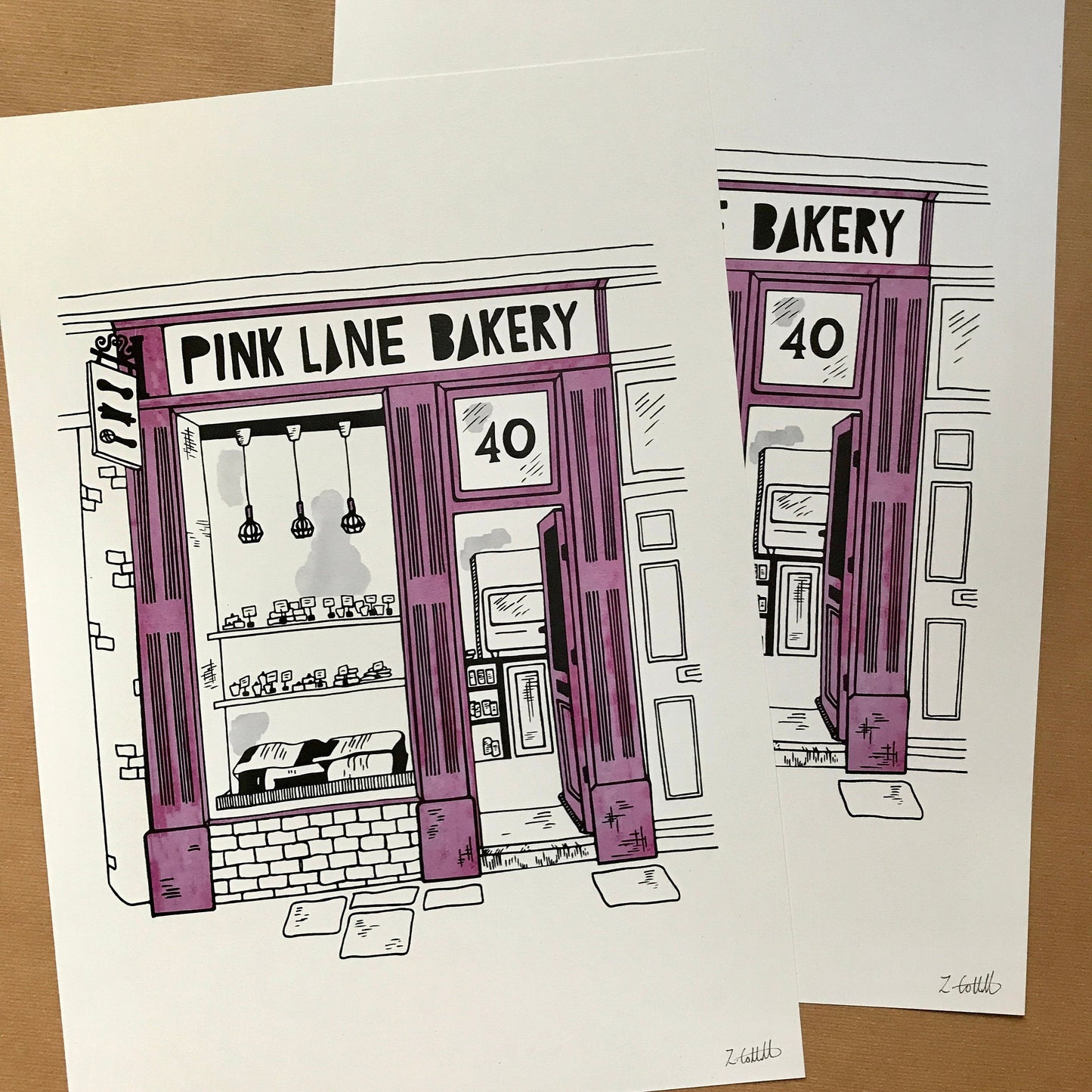 Pink Lane Bakery, Newcastle Upon Tyne Art Print