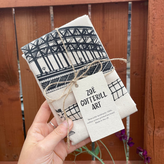 Newcastle Upon Tyne Landmarks Cotton Tea Towel
