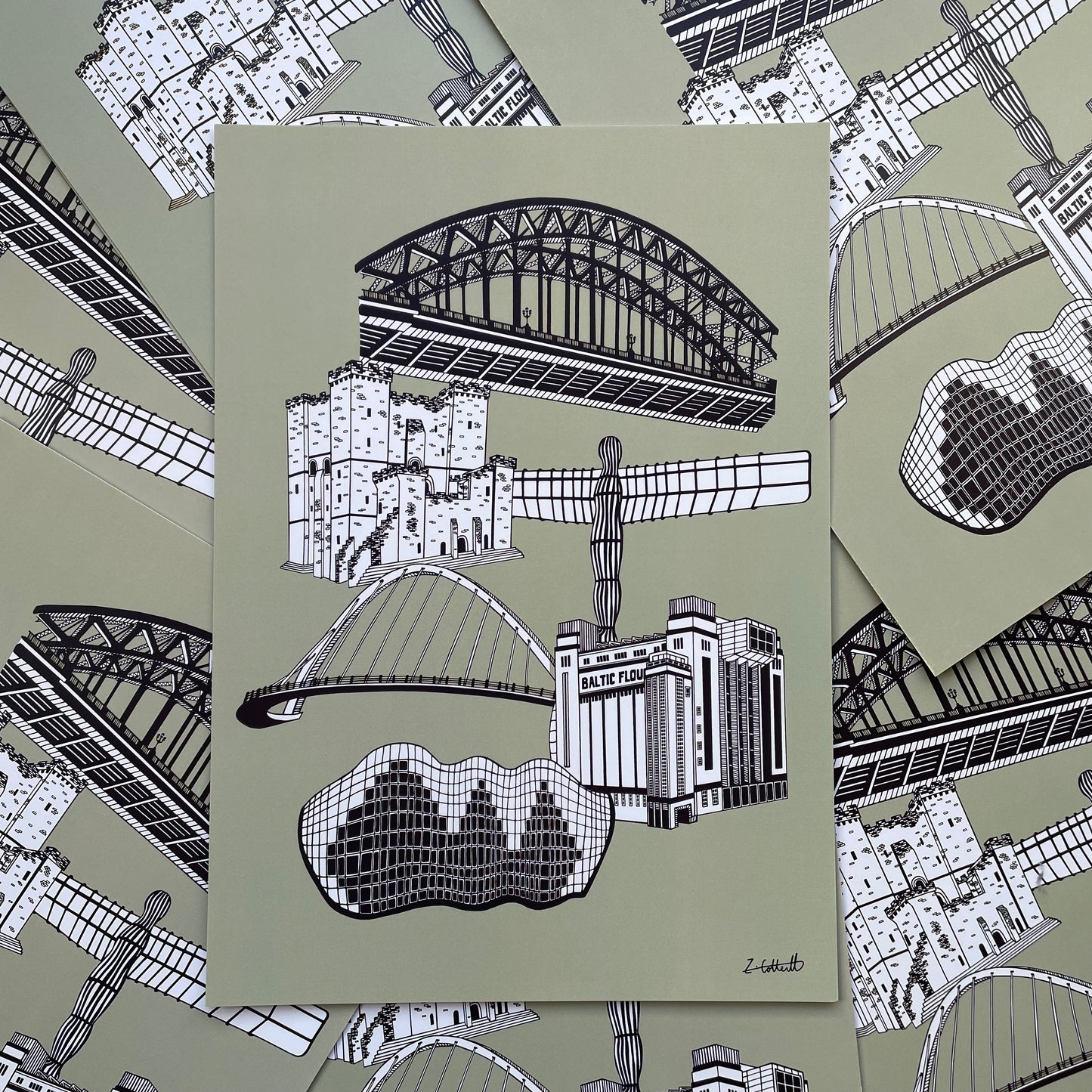 Newcastle Upon Tyne Landmarks Art Print
