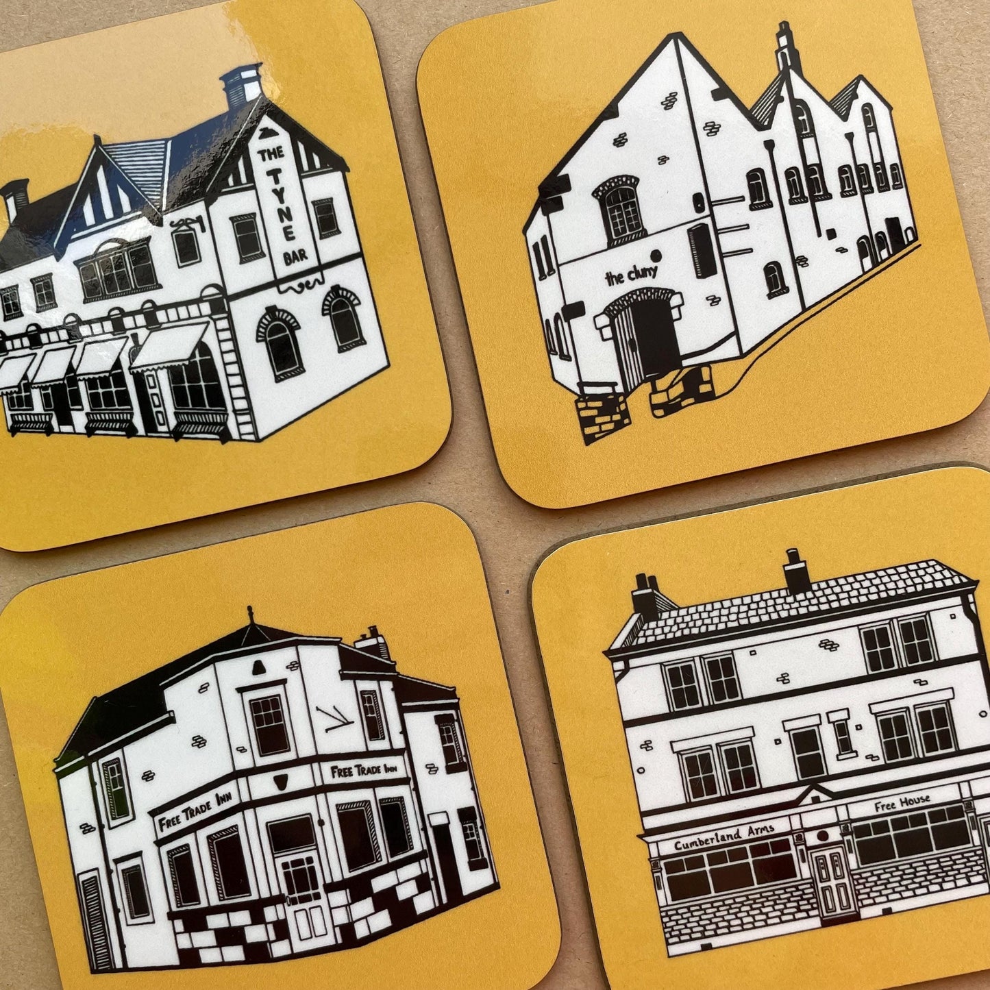 Set of 4 Ouseburn, Newcastle Upon Tyne Landmarks Coasters