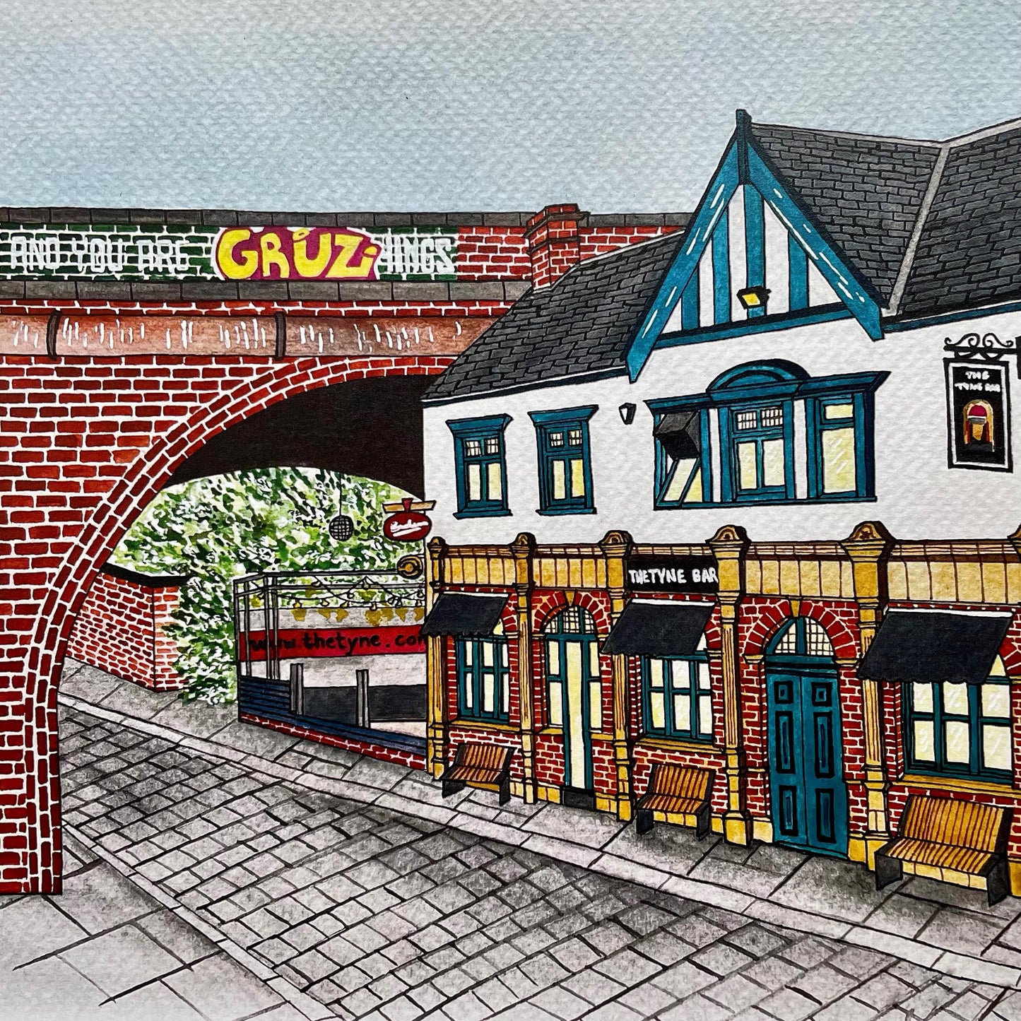 The Tyne Bar, Ouseburn, Newcastle Upon Tyne Art Print