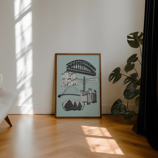 Newcastle Upon Tyne Landmarks Art Print